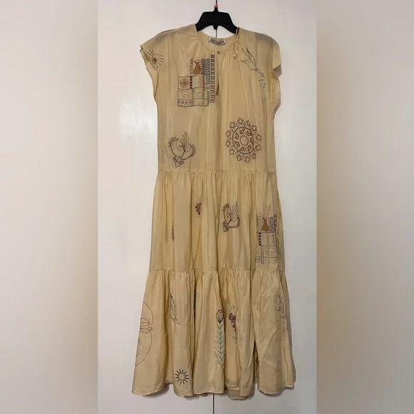 Zara Limited Edition Embroidered Dress Vanilla Color